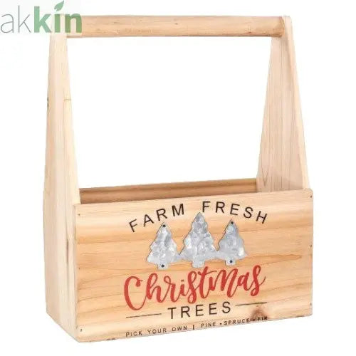 Wooden Trug Farm Fresh With Handle 20cm AK Kin Garden Supplies