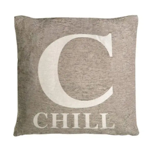 Words 'Chill' Natural Cushion H45 x D14 x W45 AK Kin Garden Supplies