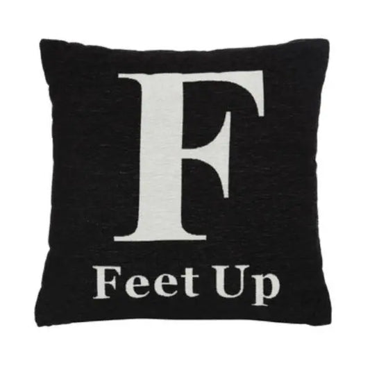 Words 'Feet Up' Black Cushion H45 x D14 x W45 AK Kin Garden Supplies