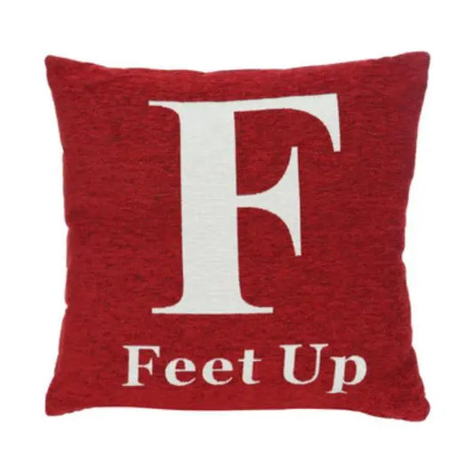 Words 'Feet Up' Red Cushion H45 x D14 x W45 AK Kin Garden Supplies