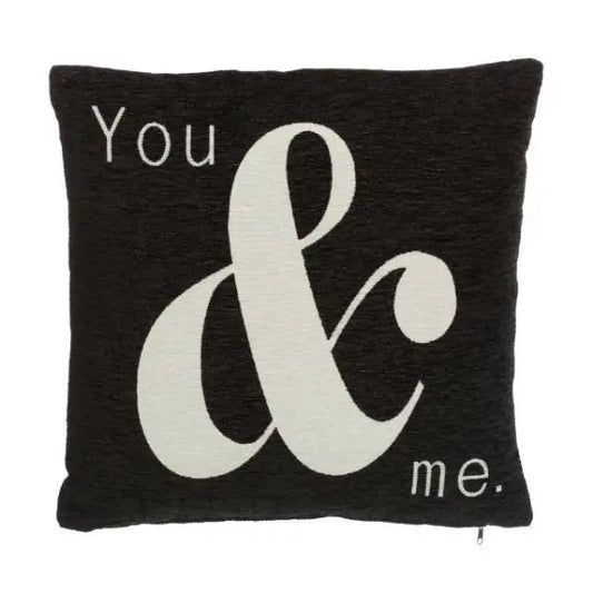 Words 'You & Me' Black Cushion H45 x D14 x W45 AK Kin Garden Supplies