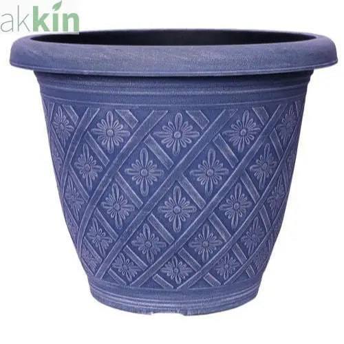 Woven Blossom Planter 13"  Pastel Marine Blue AK Kin Garden Supplies
