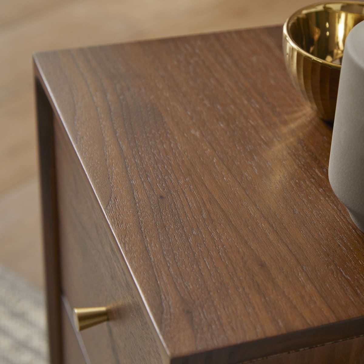 Wright Narrow Walnut Bedside Table Fishe and Lilly