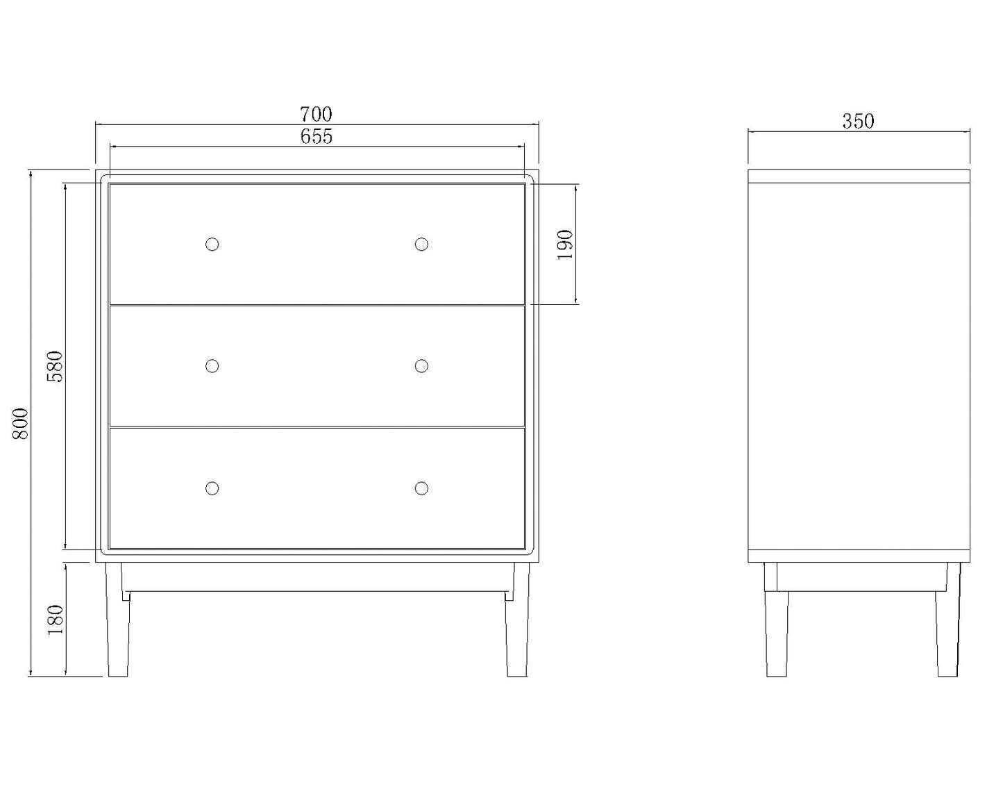 Wright Walnut Chest of 3 Drawers Fishe and Lilly