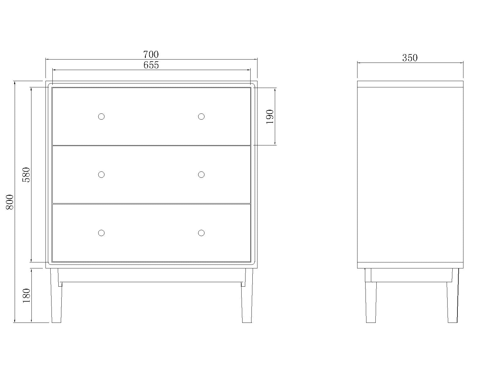 Wright Walnut Chest of 3 Drawers Fishe and Lilly