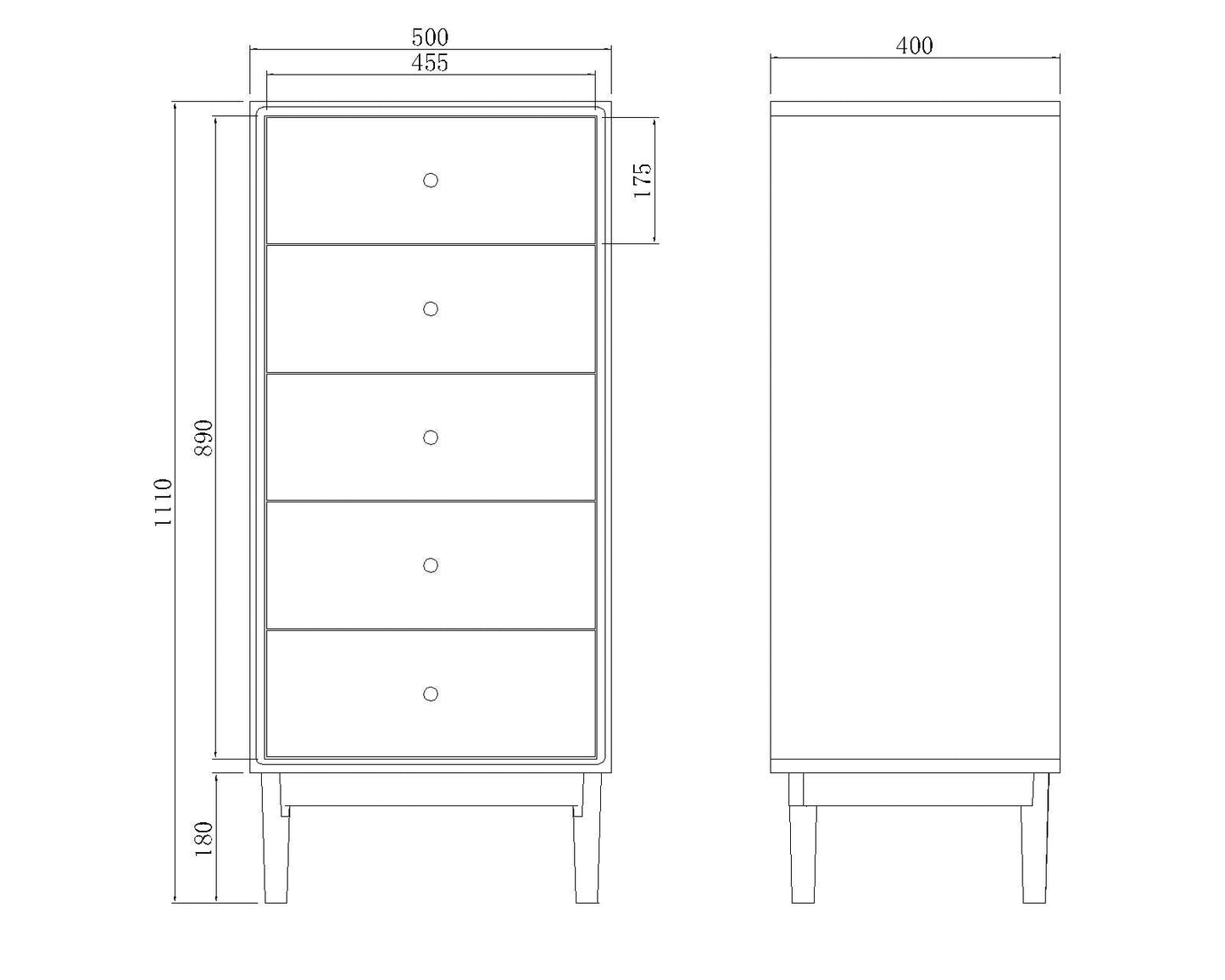 Wright Walnut Tallboy Chest of 5 Drawers Fishe and Lilly