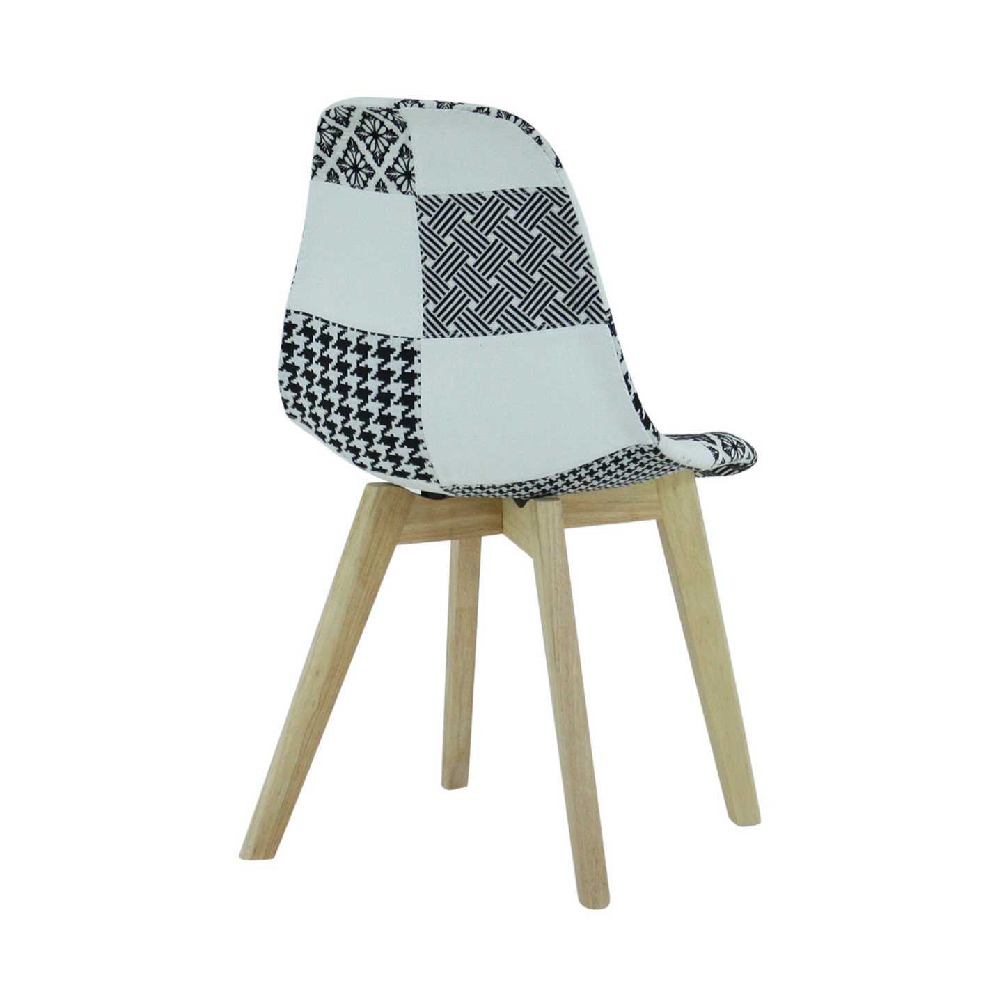 5PCs Dining Set - a Halo Dining Table & Set of 4 Black/White Tulip Patchwork Accent Chairs PN Home