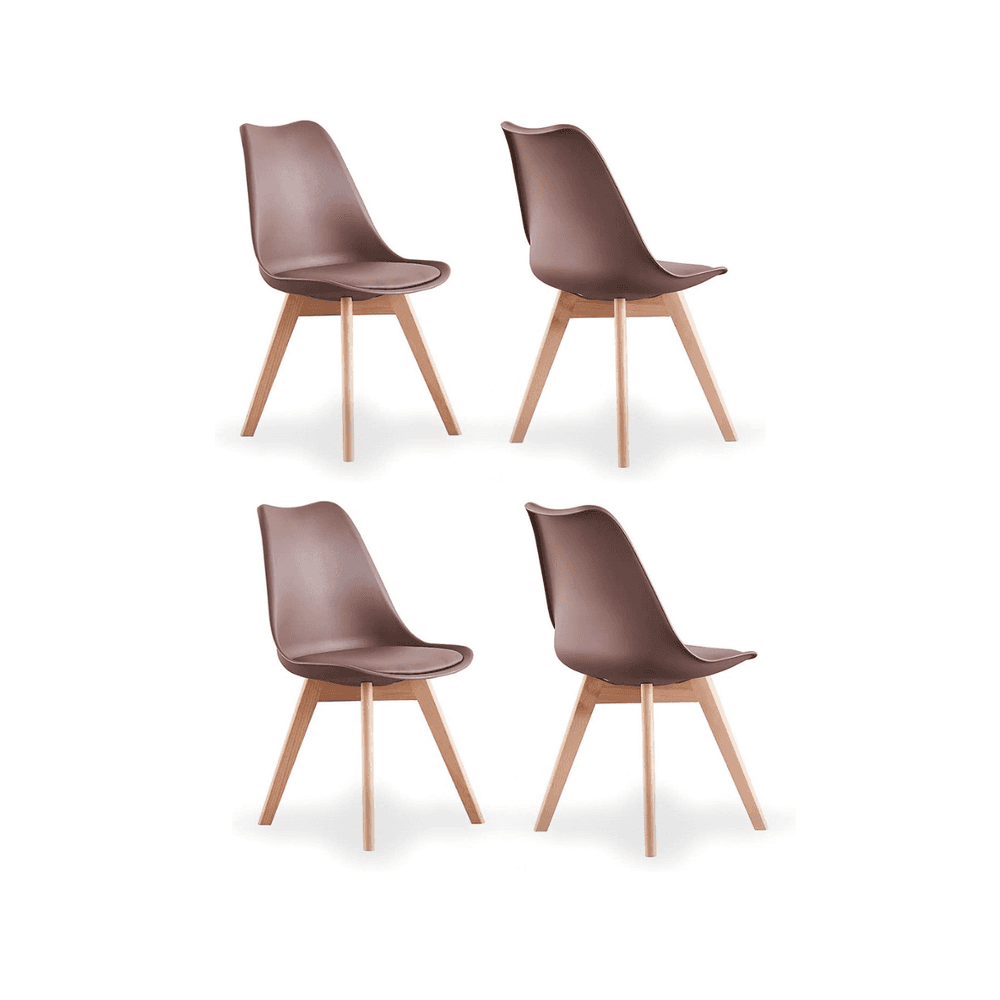 5PCs Dining Set - a White Halo Dining Table & Set of 4 Lorenzo Tulip Dining Chairs with Padded Seat PN Home