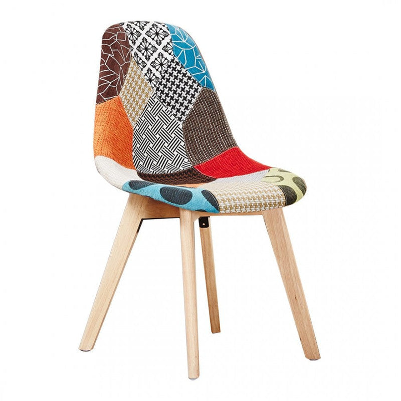 Patchwork Halo Dining Set Includes a Black Dining Table & Set of 4 Multicolour Fabric Chairs PN Home