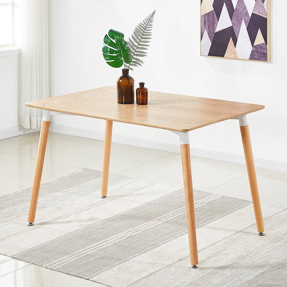 Halo Dining Table and Ghost Chair Set for 4 - Eiffel Plastic Chairs and a Rectangle Dining Table PN Home