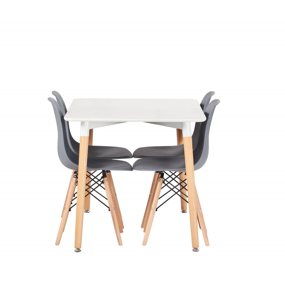 Halo Dining Table and Ghost Chair Set for 4 - Eiffel Plastic Chairs and a Rectangle Dining Table PN Home