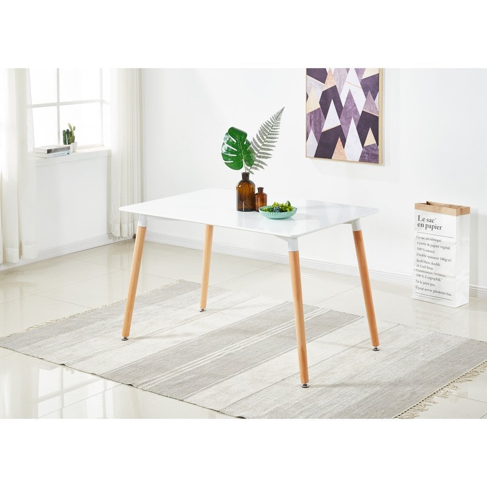 Halo Dining Table and Ghost Chair Set for 4 - Eiffel Plastic Chairs and a Rectangle Dining Table PN Home