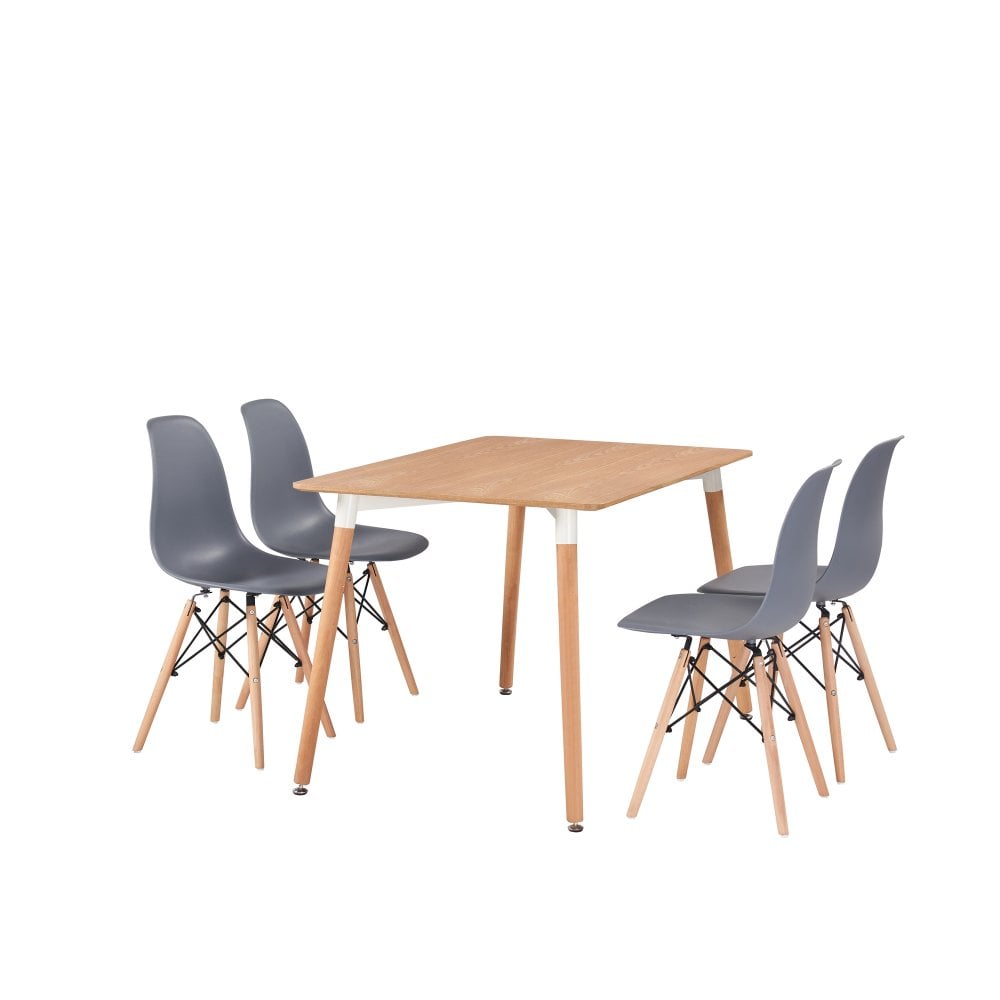 Halo Dining Table and Ghost Chair Set for 4 - Eiffel Plastic Chairs and a Rectangle Dining Table PN Home