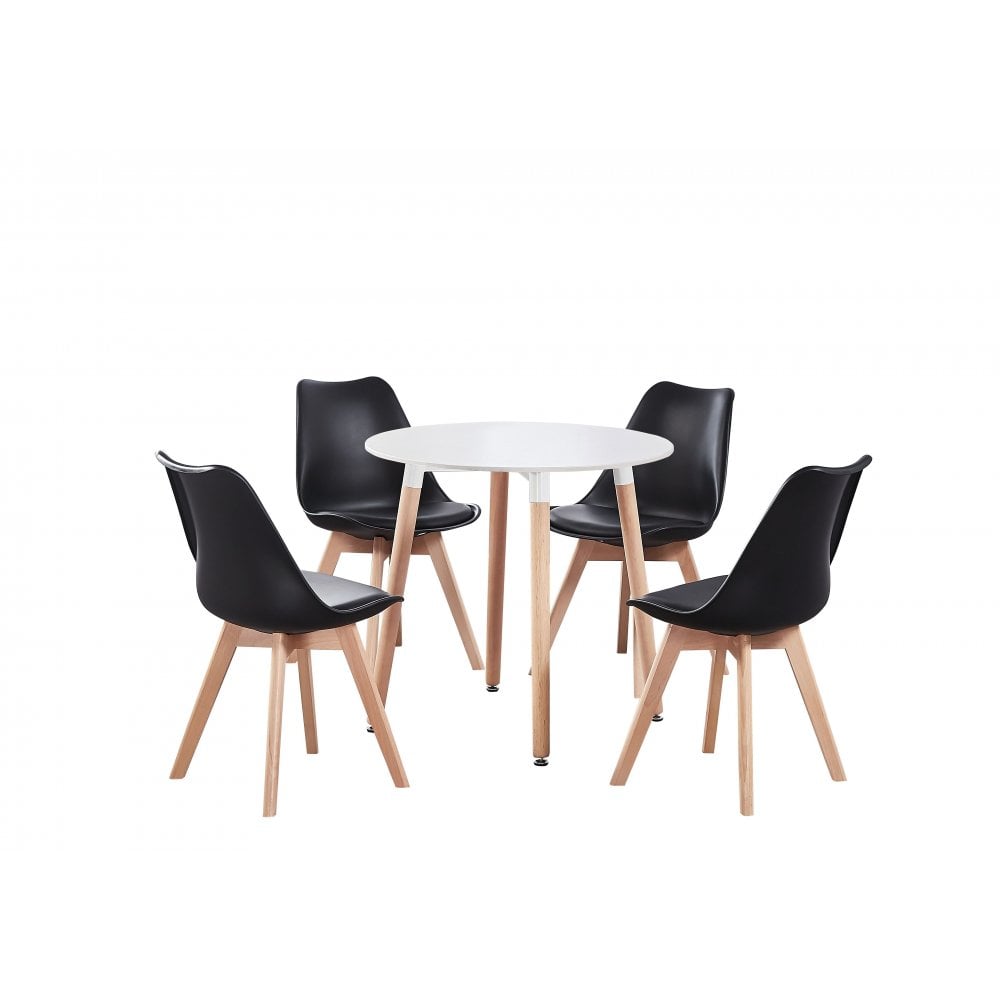 Jamie Halo Round Dining Table Set with 4 Chairs PN Home