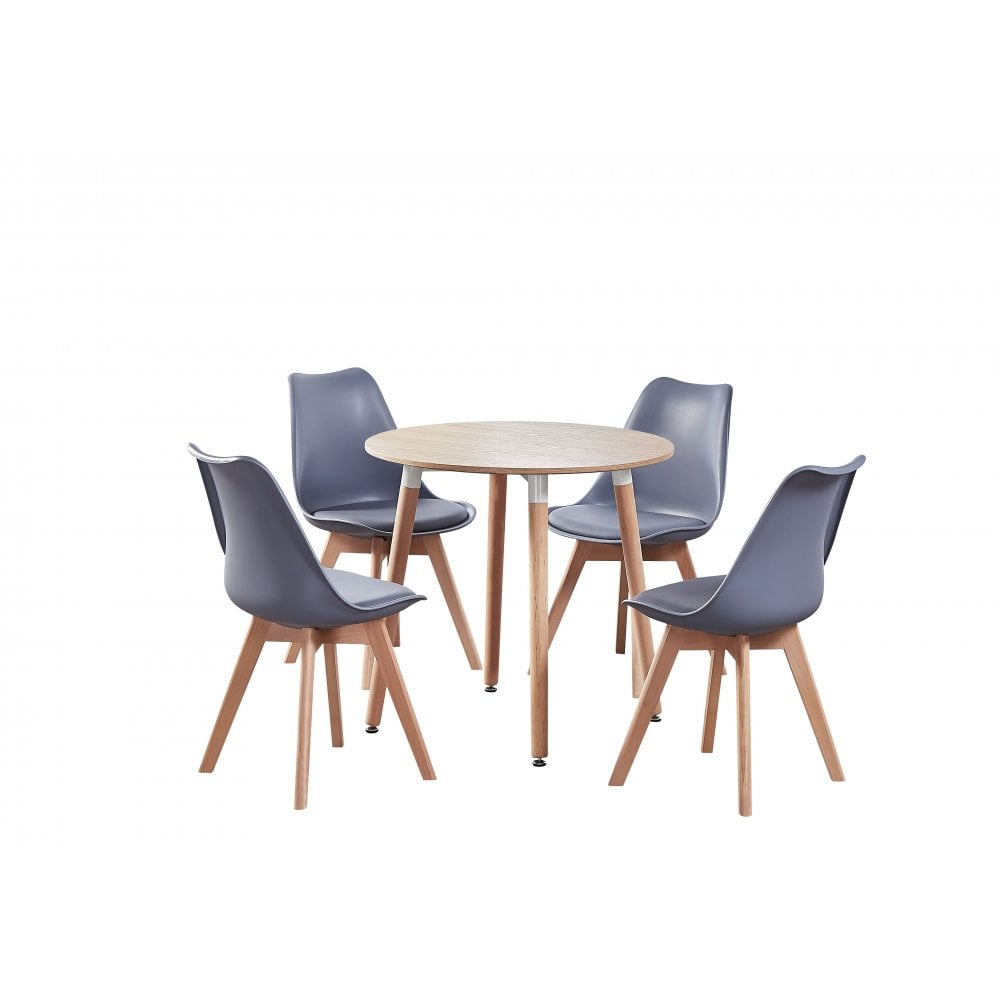 Jamie Halo Round Dining Table Set with 4 Chairs PN Home