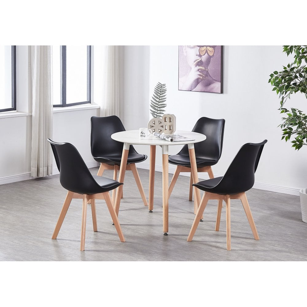 Jamie Halo Round Dining Table Set with 4 Chairs PN Home