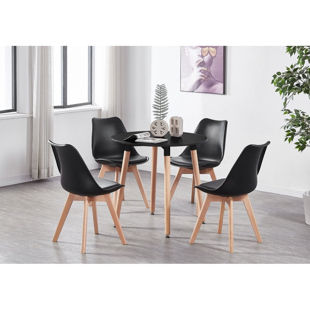 Jamie Halo Round Dining Table Set with 4 Chairs PN Home