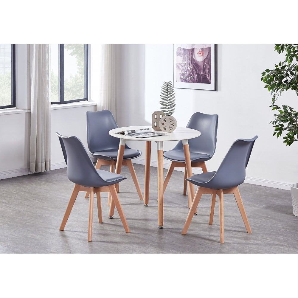 Jamie Halo Round Dining Table Set with 4 Chairs PN Home