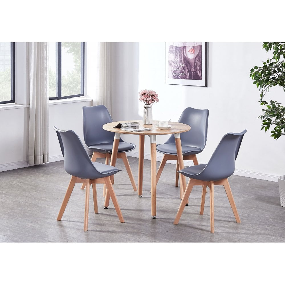 Jamie Halo Round Dining Table Set with 4 Chairs PN Home