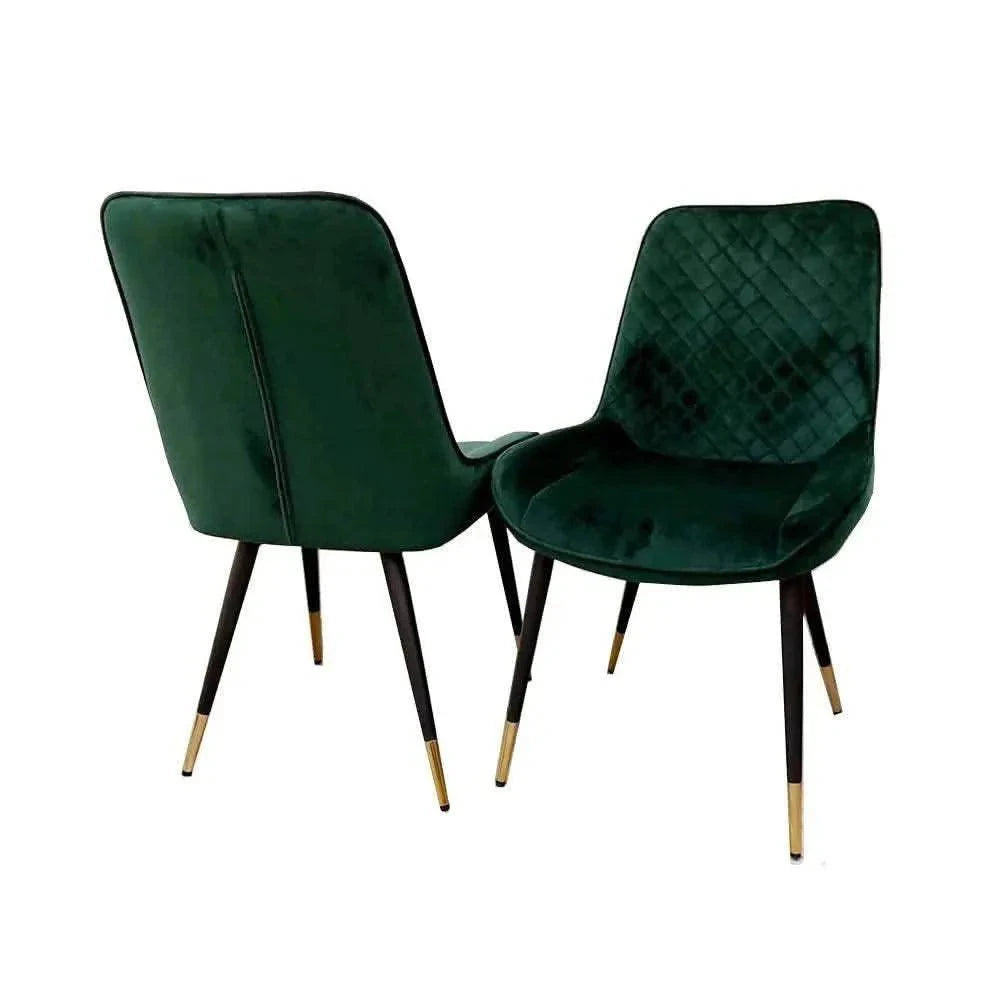 Venus 1.6 Chrome Dining Table with Black Sintered Stone Top With 4 Luna Velvet Dining Chairs UK Beds Direct ltd