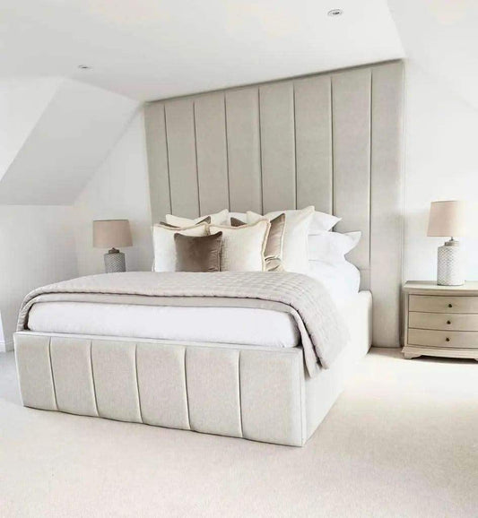 ZOE Line Panelled High Headboard Bed UK Beds Direct ltd