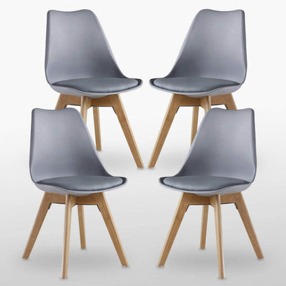 5PCs Dining Set - a Black Halo Dining Table & Set of 4 Lorenzo Tulip chairs with Padded Seat PN Home