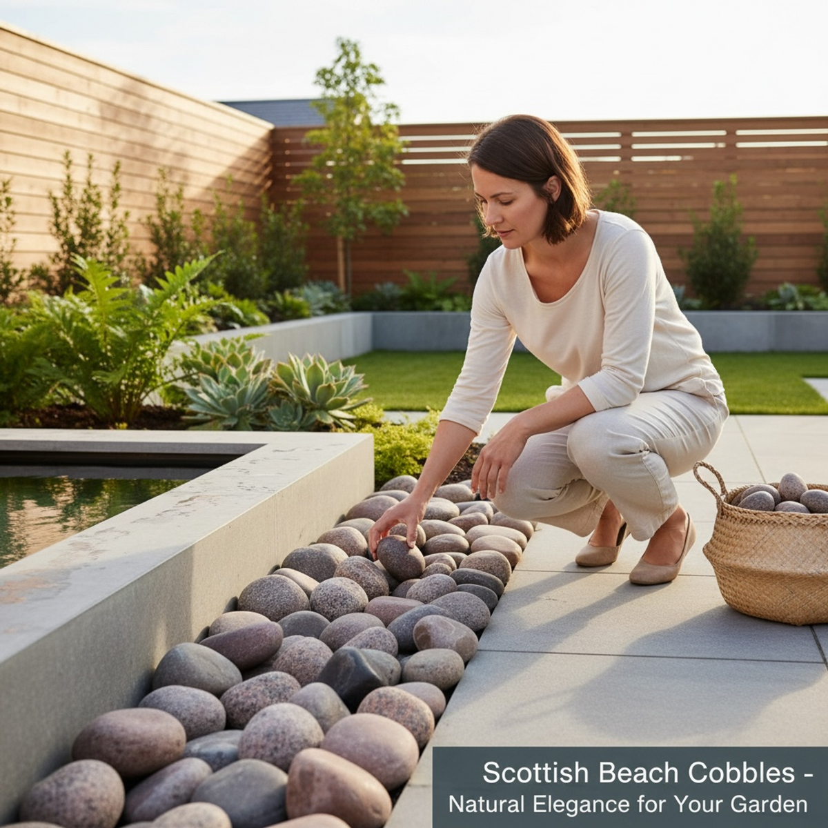Decorative Scottish Beach Cobbles 75–100mm Landscaping Stones 25kg