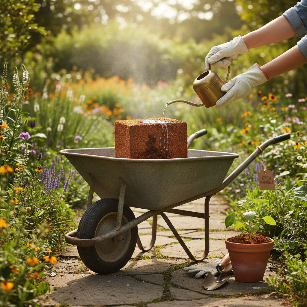 100% Coir Coco Block 5kg - Makes 80Lt of Growing Medium AK Kin Garden Supplies