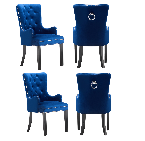 Windsor LUX Knocker Back Velvet Dining Chair w/ Armrests PN Home