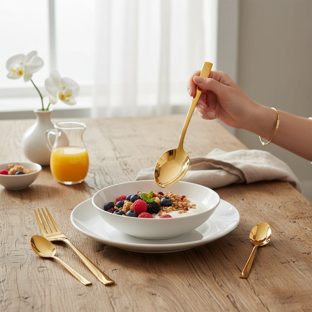 16-Piece Gold Stainless Steel Cutlery Set House, Home & Garden