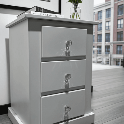 Aylesbury Mid Oak 3 Drawer Bedside Cabinet – Solid FSC-Certified Wood, Assembled UK Beds Direct ltd