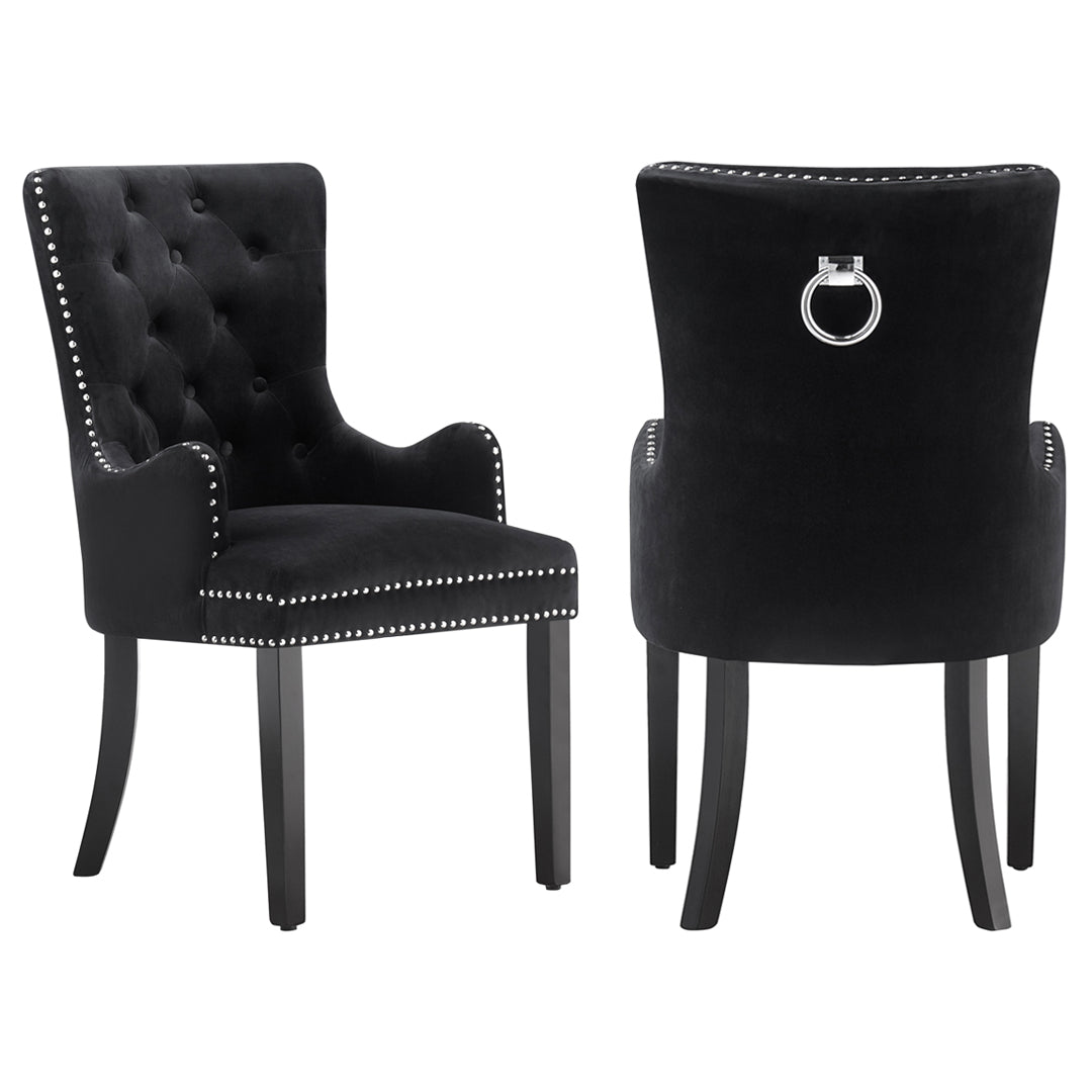 Windsor LUX Knocker Back Velvet Dining Chair w/ Armrests PN Home