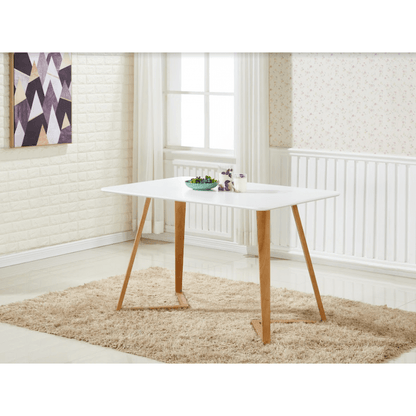 Dallas Scandinavian-inspired Dining Table -Easy Clean Wooden Table Top with Wooden Legs PN Home