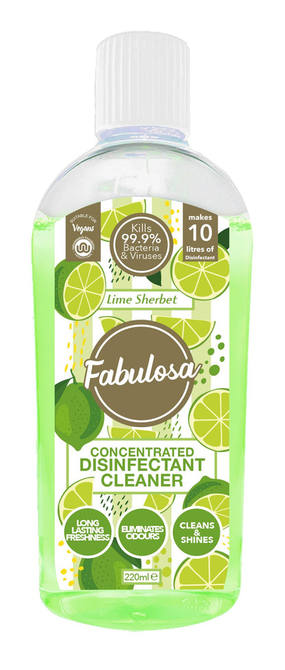 Fabulosa 220ml Concentrated Disinfectant Lime Sherbet Scent Versatile Surface Cleaner For Kitchen And Bathroom