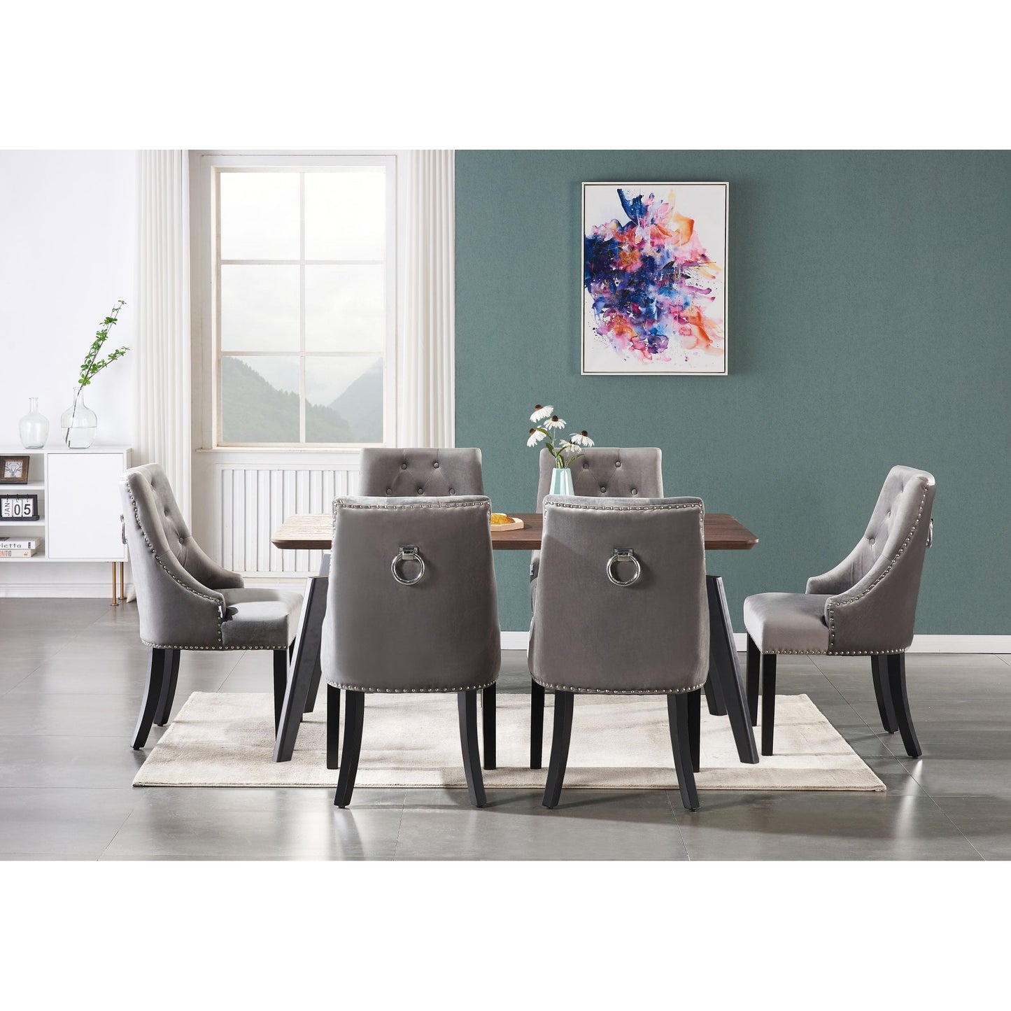 Windsor Cosmo Lux Dining Set | a Walnut Table and Set of 6 Chairs PN Home