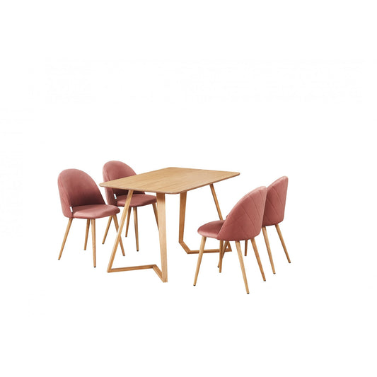 Lucia Dallas Dining Table and Chairs Set of 4 - an Oak Dining Table & Set of 4 Velvet Dining Chairs PN Home