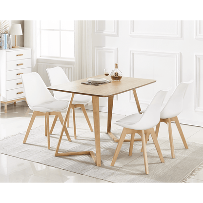 Dallas Scandinavian-inspired Dining Table -Easy Clean Wooden Table Top with Wooden Legs PN Home