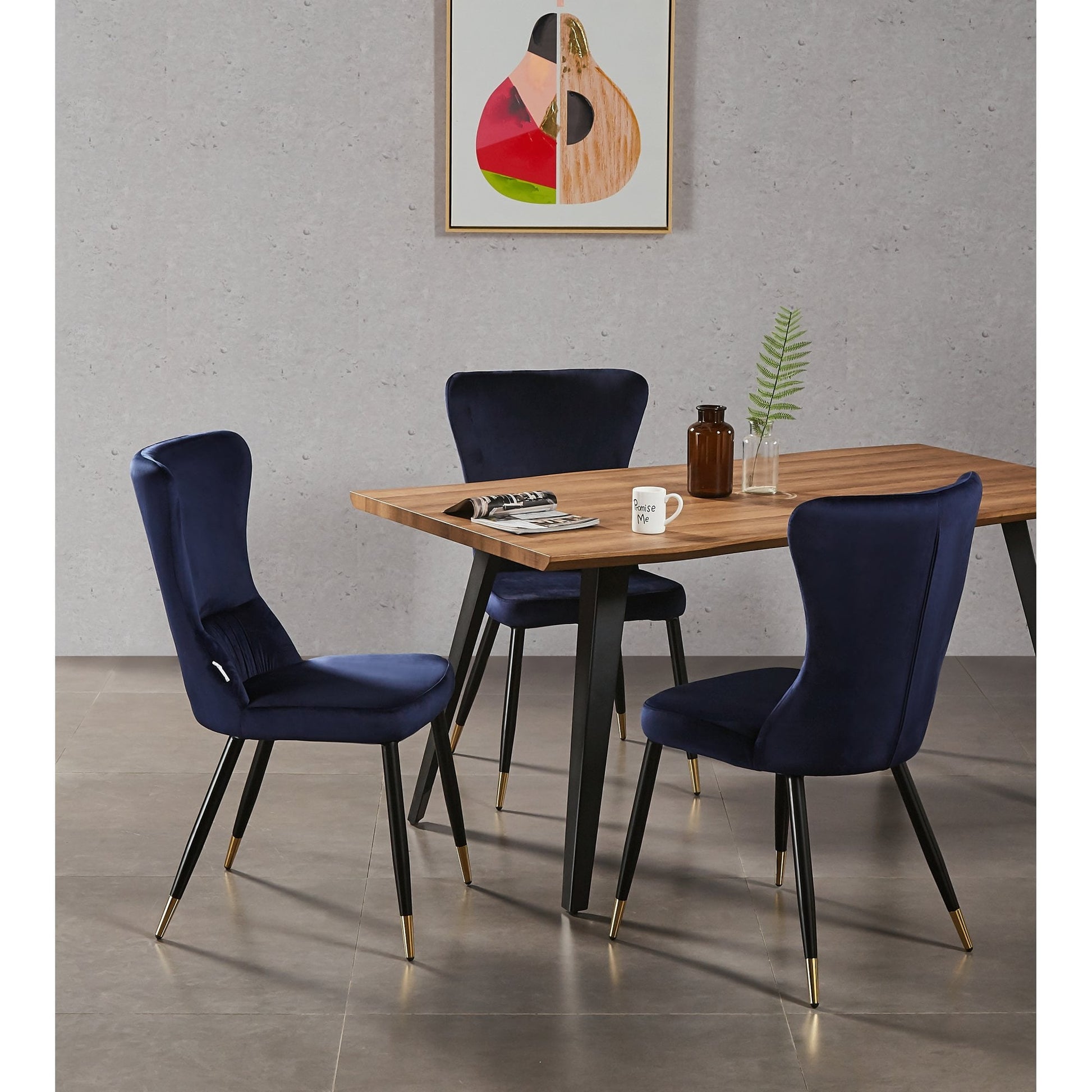 New York LUX Velvet Dining Chair with Metal Legs - Scandinavian Inspired PN Home