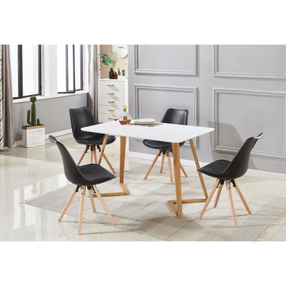 Dallas Scandinavian-inspired Dining Table -Easy Clean Wooden Table Top with Wooden Legs PN Home