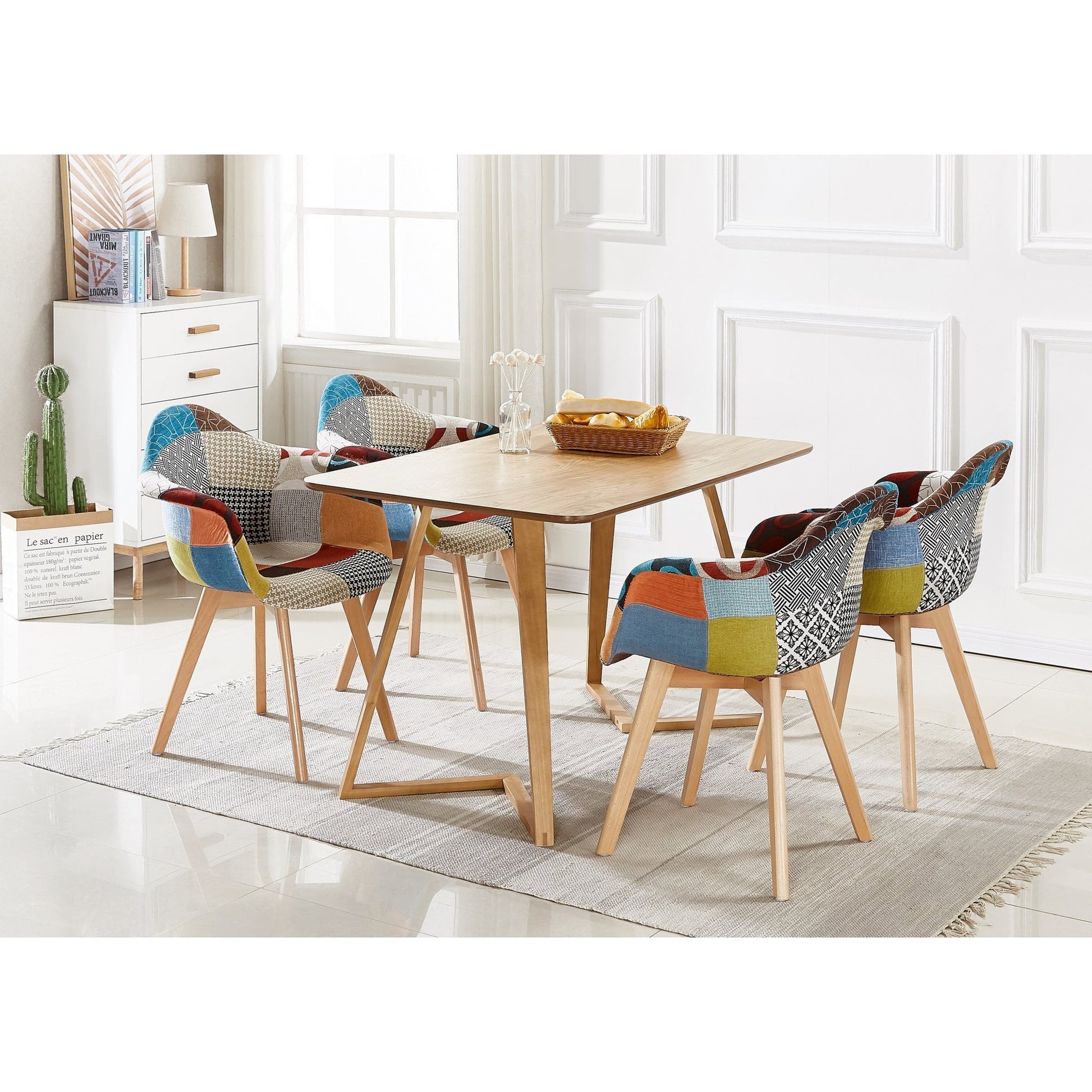 Dallas Scandinavian-inspired Dining Table -Easy Clean Wooden Table Top with Wooden Legs PN Home