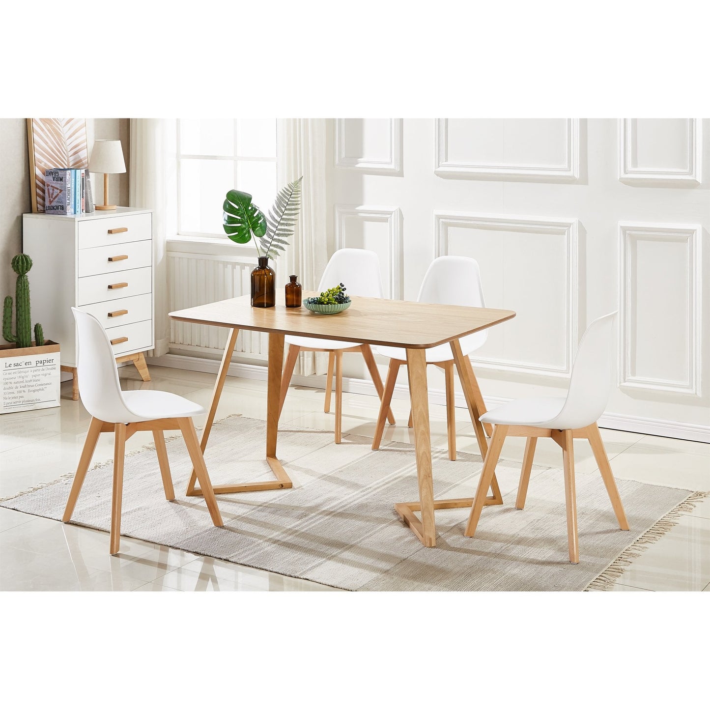 Dallas Scandinavian-inspired Dining Table -Easy Clean Wooden Table Top with Wooden Legs PN Home