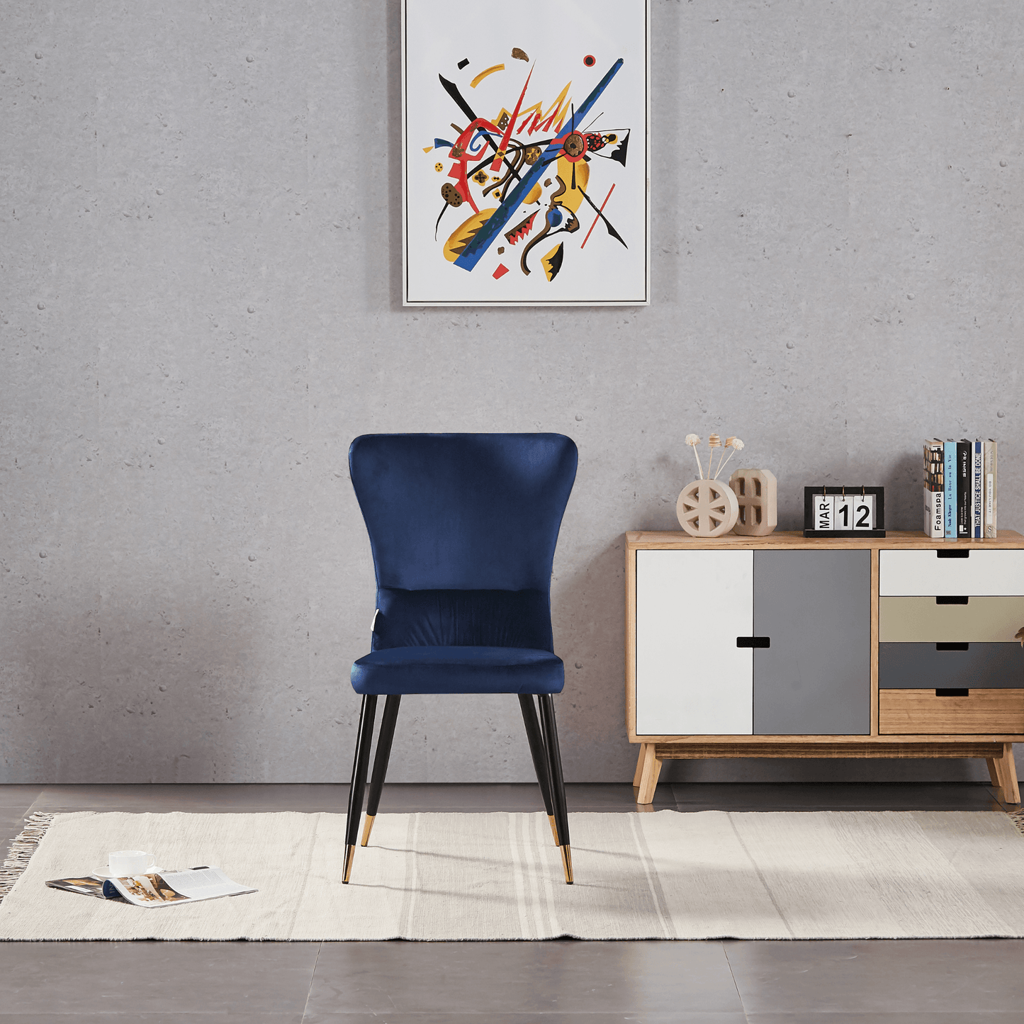 New York LUX Velvet Dining Chair with Metal Legs - Scandinavian Inspired PN Home