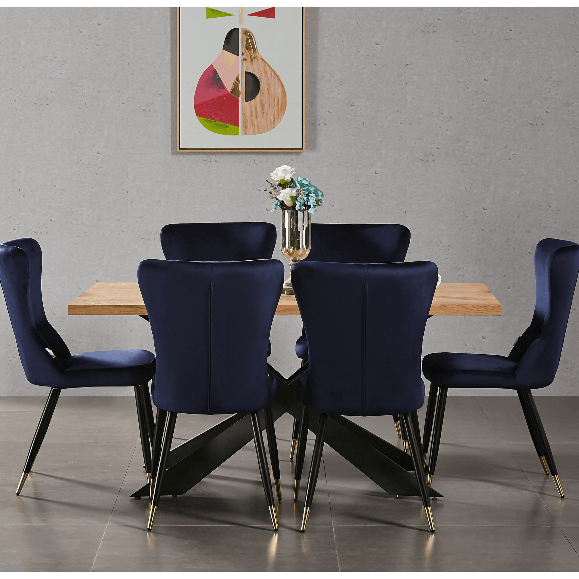 New York LUX Velvet Dining Chair with Metal Legs - Scandinavian Inspired PN Home