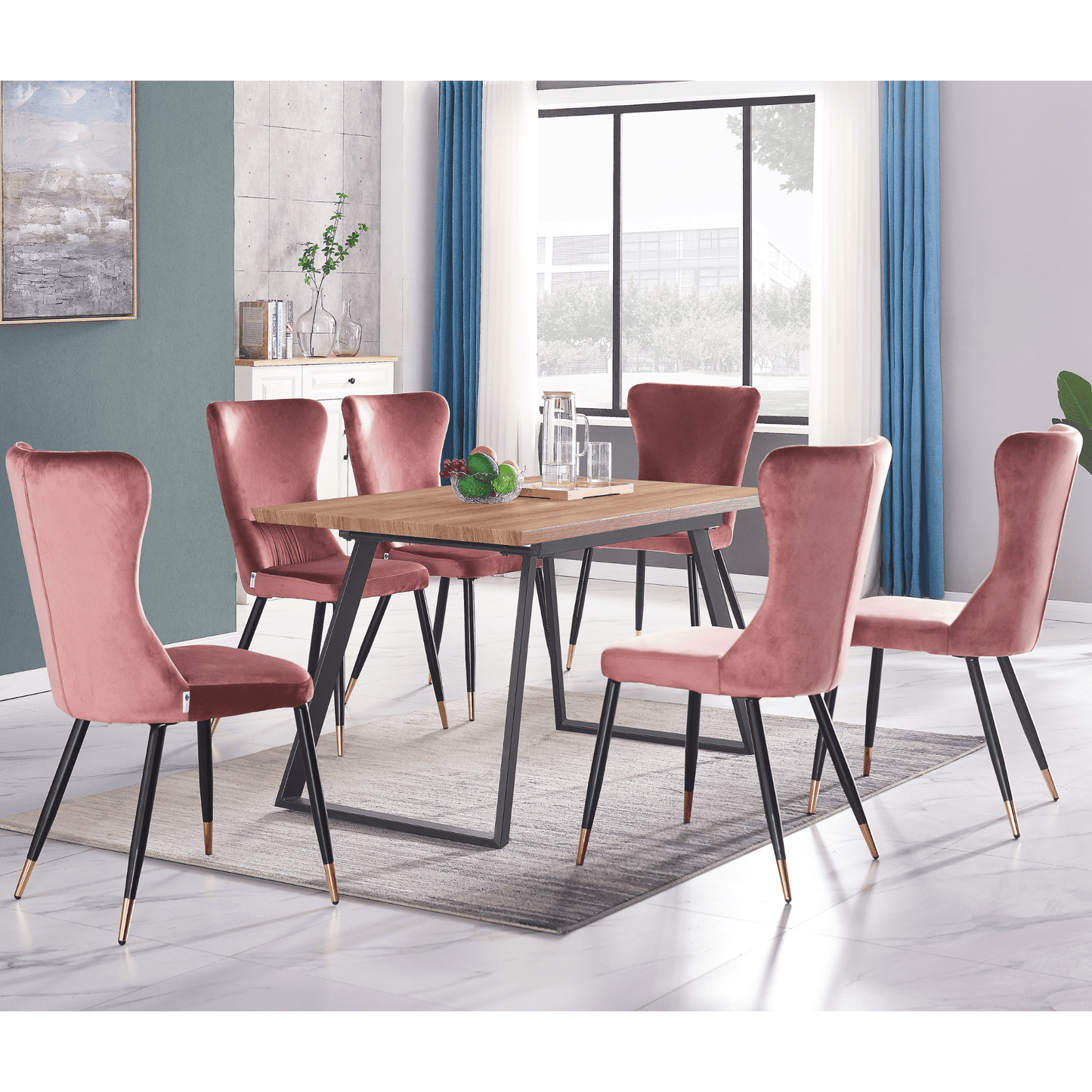 New York LUX Velvet Dining Chair with Metal Legs - Scandinavian Inspired PN Home