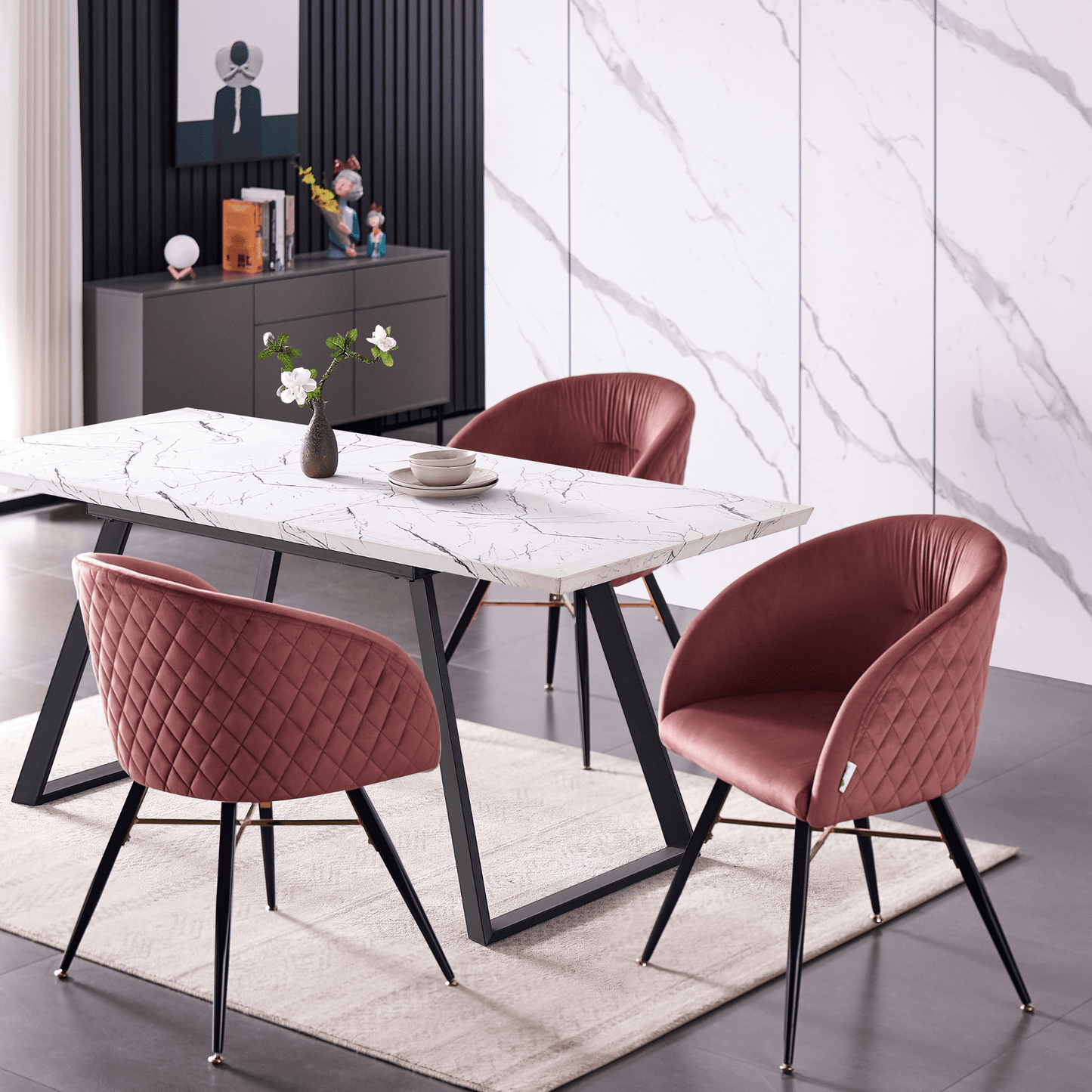 Vittorio LUX Velvet Dining Chair with Metal Legs - Perfect for Dining Room Living Room PN Home