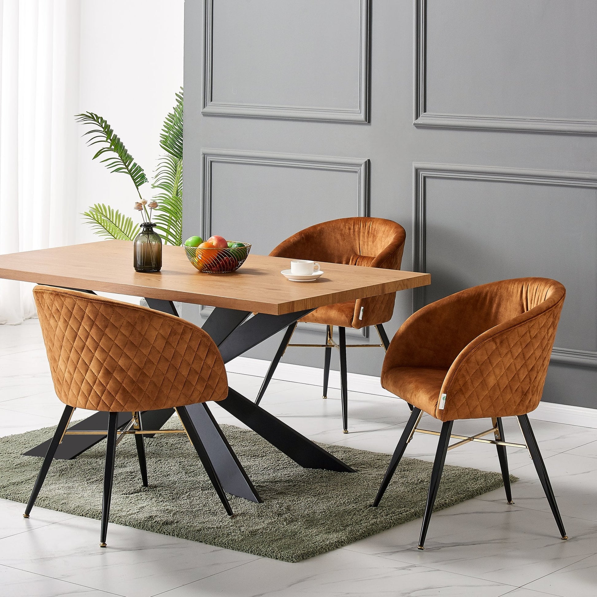 Vittorio LUX Velvet Dining Chair with Metal Legs - Perfect for Dining Room Living Room PN Home