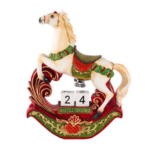 White Christmas countdown rocking horse decoration 30cm