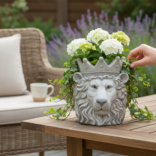 Decorative Concrete Planter Lion 34cm