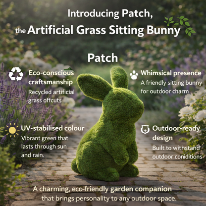 Artificial Grass Sitting Bunny Rabbit Garden Ornament Outdoor Lawn Decor UV Stabilised Eco Charm