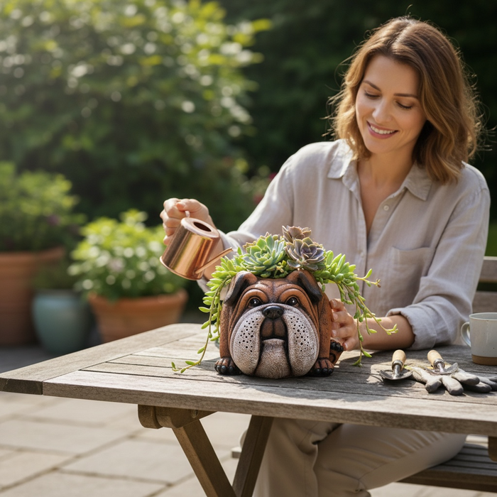 Cement Planter Bulldog 20cm